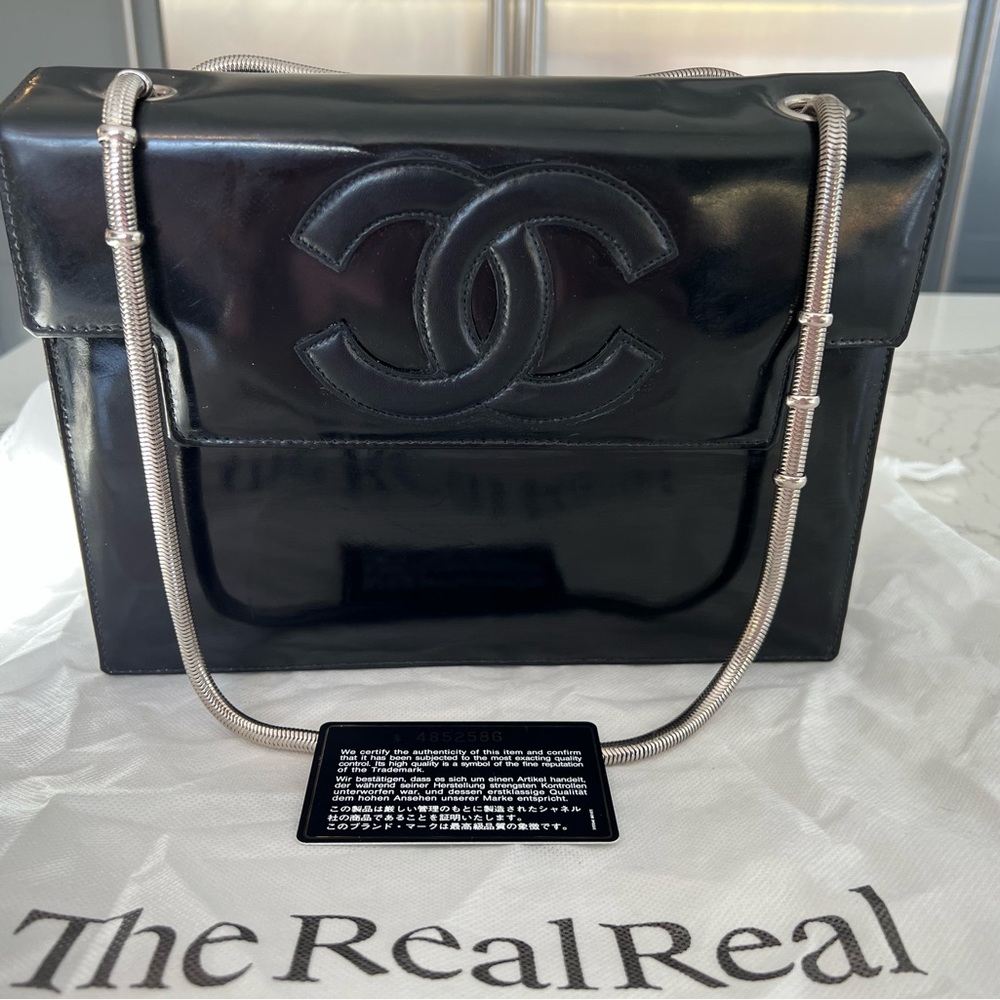 Chanel Vintage Flap Bag with Snake Chain jumbo